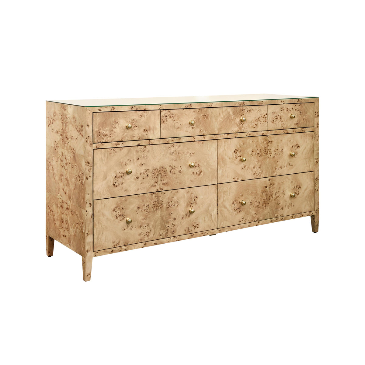 Worlds Away Seven Drawer Chest In Burl Wood