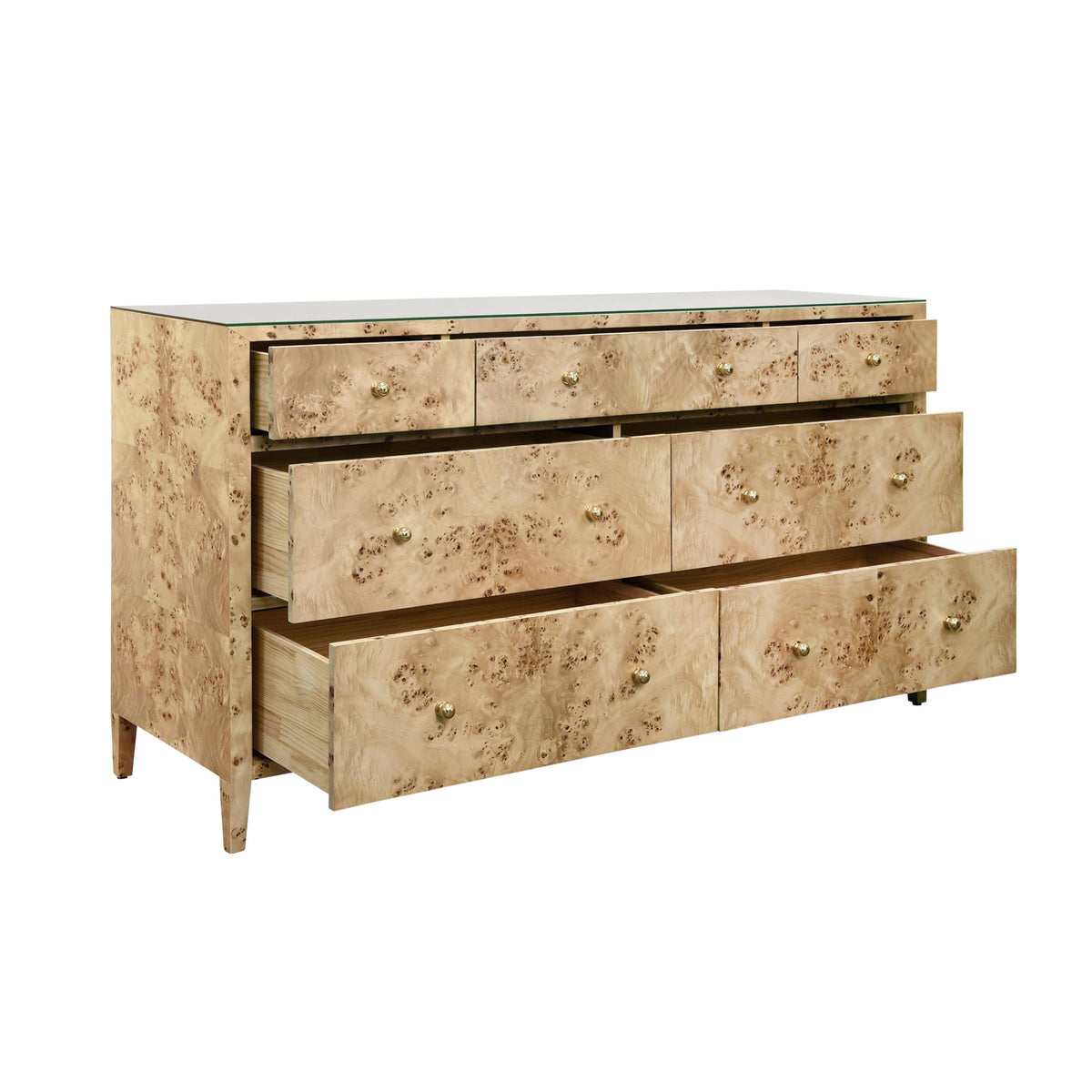 Worlds Away Seven Drawer Chest In Burl Wood