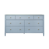 Worlds Away Seven Drawer Chest In Textured Light Blue Linen
