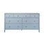 Worlds Away Seven Drawer Chest In Textured Light Blue Linen
