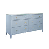 Worlds Away Seven Drawer Chest In Textured Light Blue Linen