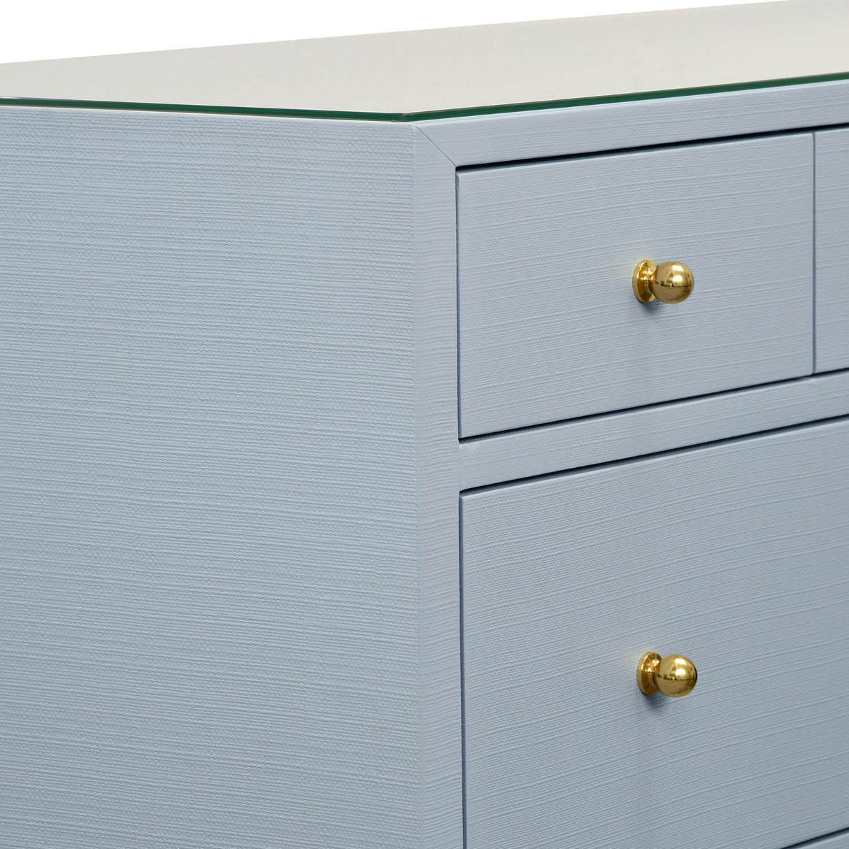 Worlds Away Seven Drawer Chest In Textured Light Blue Linen