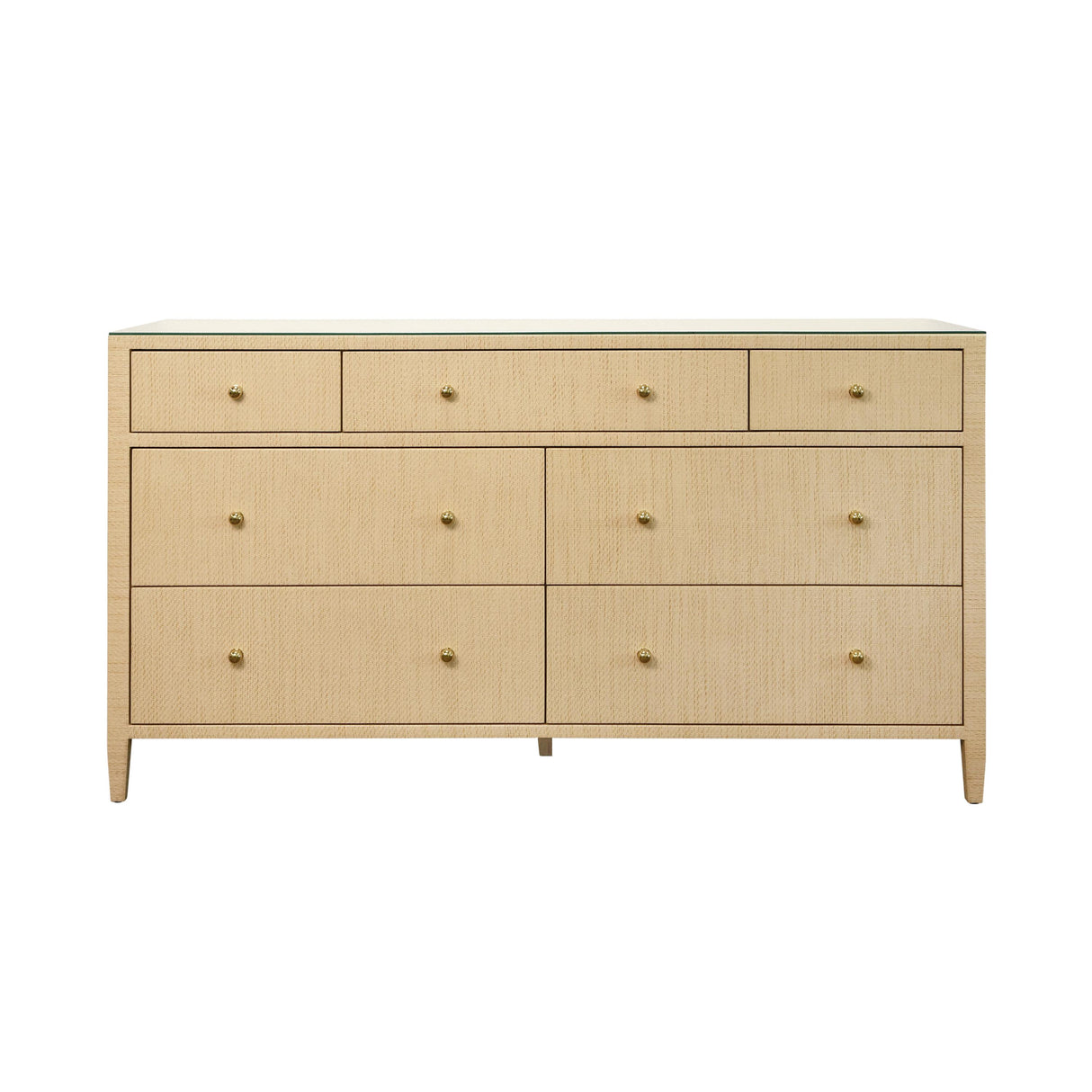 Worlds Away Seven Drawer Chest In Natural Grasscloth
