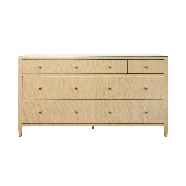 Worlds Away Seven Drawer Chest In Natural Grasscloth