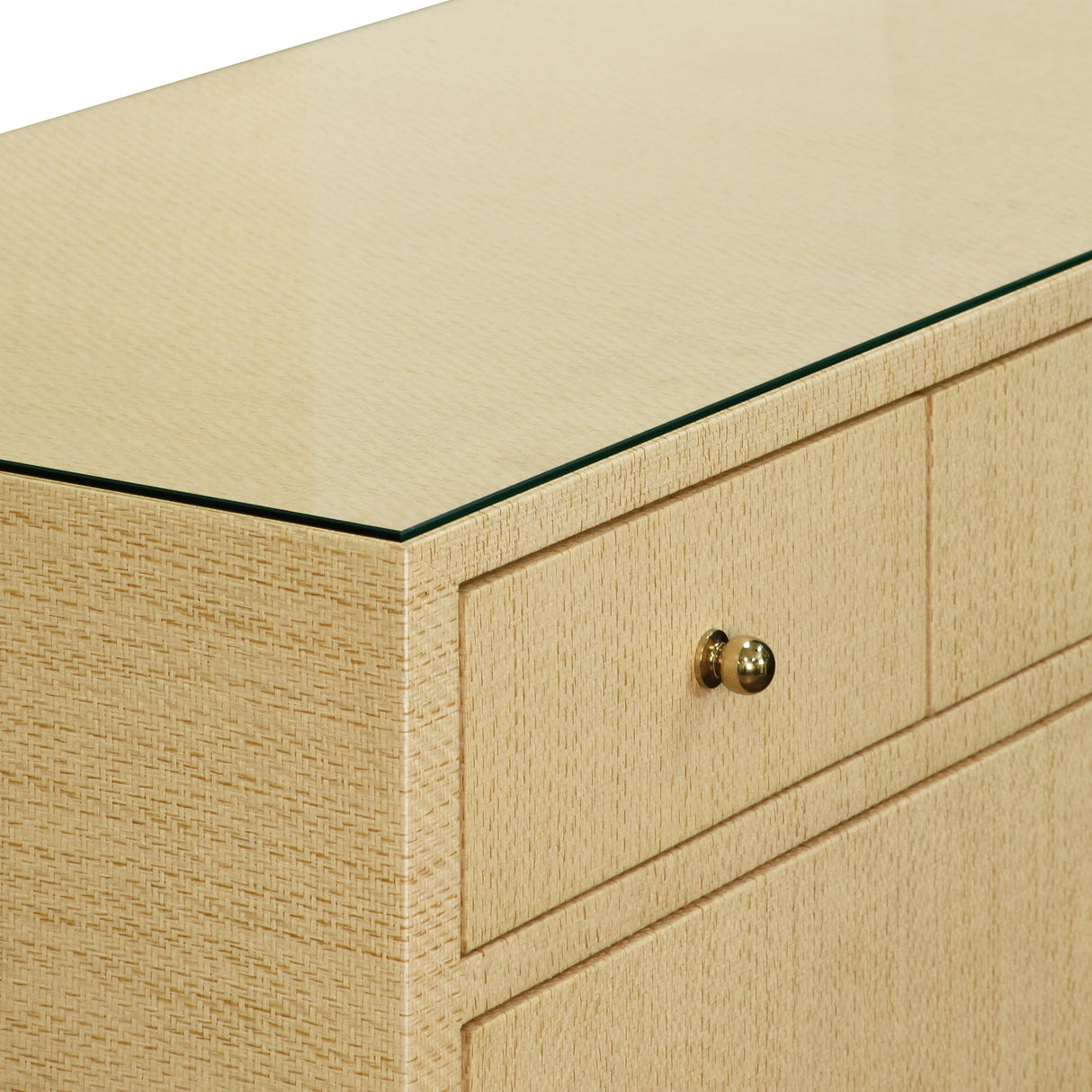 Worlds Away Seven Drawer Chest In Natural Grasscloth