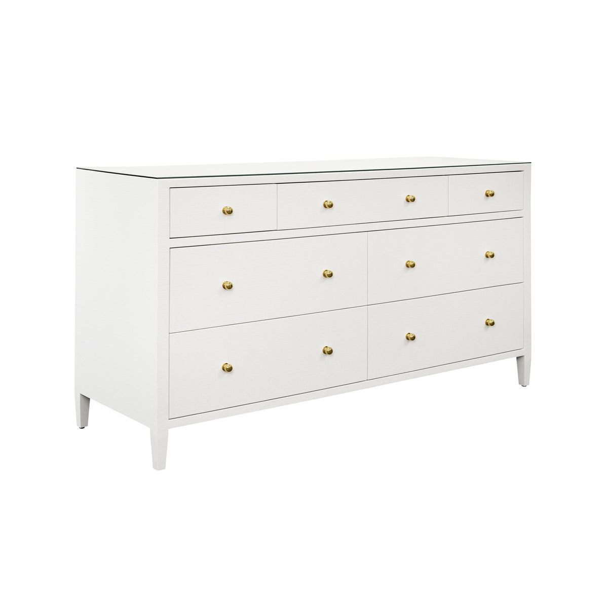 Worlds Away Seven Drawer Chest In Textured White Linen