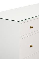 Worlds Away Seven Drawer Chest In Textured White Linen
