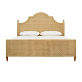 Worlds Away Bed Frame With Arched Headboard, Side Rails, And Footboard In Rattan With Wood Feet, King Size