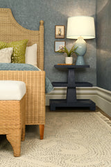 Worlds Away Bed Frame With Arched Headboard, Side Rails, And Footboard In Rattan With Wood Feet, King Size