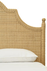 Worlds Away Bed Frame With Arched Headboard, Side Rails, And Footboard In Rattan With Wood Feet, King Size