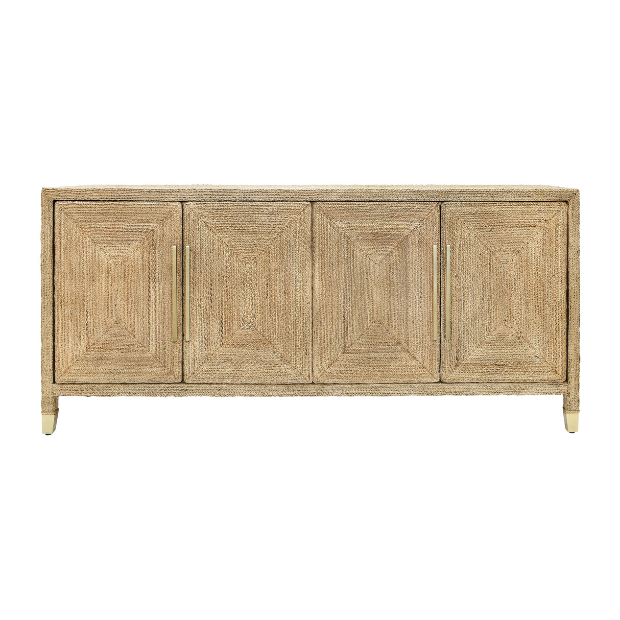 Worlds Away Four Door Buffet With Satin Brass Hardware And Foot Caps In Wrapped Rope