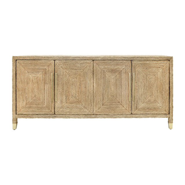 Worlds Away Four Door Buffet With Satin Brass Hardware And Foot Caps In Wrapped Rope