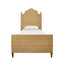 Worlds Away Bed Frame With Arched Headboard, Side Rails, And Footboard In Rattan With Wood Feet, Twin Size