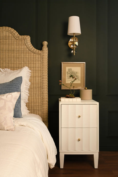 Worlds Away Bed Frame With Arched Headboard, Side Rails, And Footboard In Rattan With Wood Feet, Twin Size