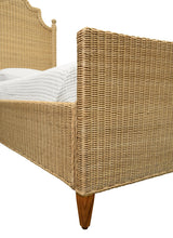 Worlds Away Bed Frame With Arched Headboard, Side Rails, And Footboard In Rattan With Wood Feet, Twin Size