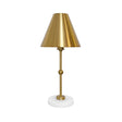 Worlds Away Rechargeable Table Lamp In Brass And Faux Alabaster Base With Metal Shade