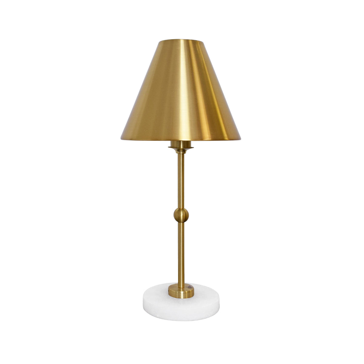 Worlds Away Rechargeable Table Lamp In Brass And Faux Alabaster Base With Metal Shade