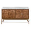 Worlds Away Bath Vanity In Matte Dark Burl Wood And Antique Brass With White Marble Top And Double Porcelain Sinks, 60" Wide