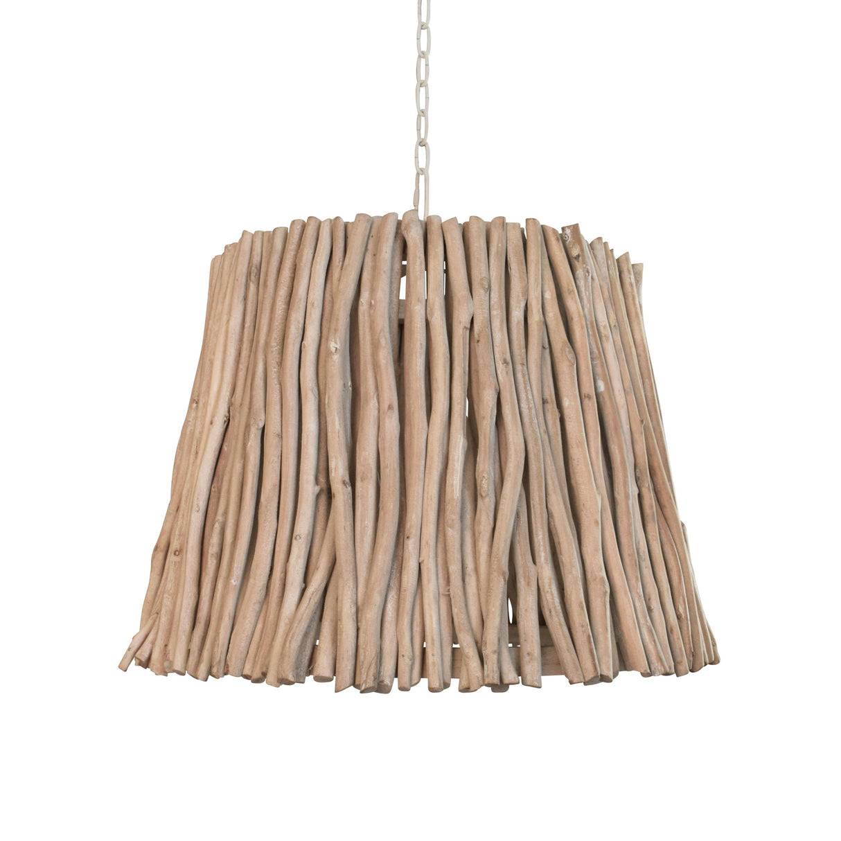 Worlds Away Tapered Drum Pendant Handcrafted With Whitewash Eucalyptus Wood