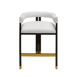 Worlds Away Modern Wooden Accent Counter Stool With White Linen Upholstery