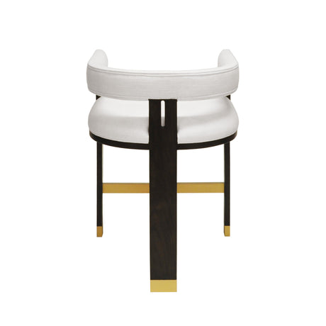 Worlds Away Modern Wooden Accent Counter Stool With White Linen Upholstery