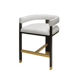 Worlds Away Modern Wooden Accent Counter Stool With White Linen Upholstery