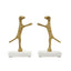 Worlds Away Pair Of Dog Bookends In Brass Finish On White Marble Base