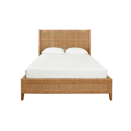 Worlds Away Winged Headboard And Platform In Radio Weave Wrapped Rattan, Queen Size
