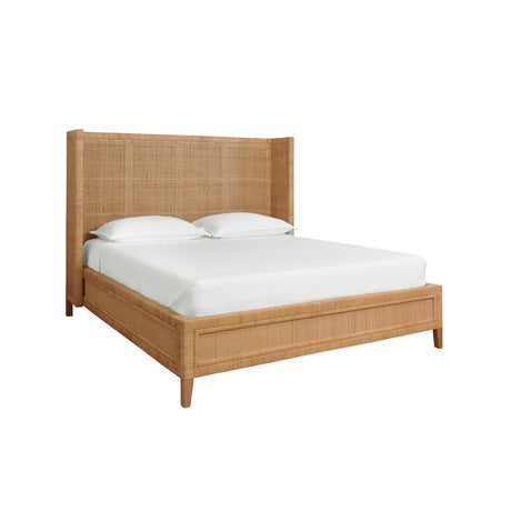 Worlds Away Winged Headboard And Platform In Radio Weave Wrapped Rattan, Queen Size