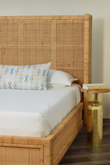Worlds Away Winged Headboard And Platform In Radio Weave Wrapped Rattan, Queen Size