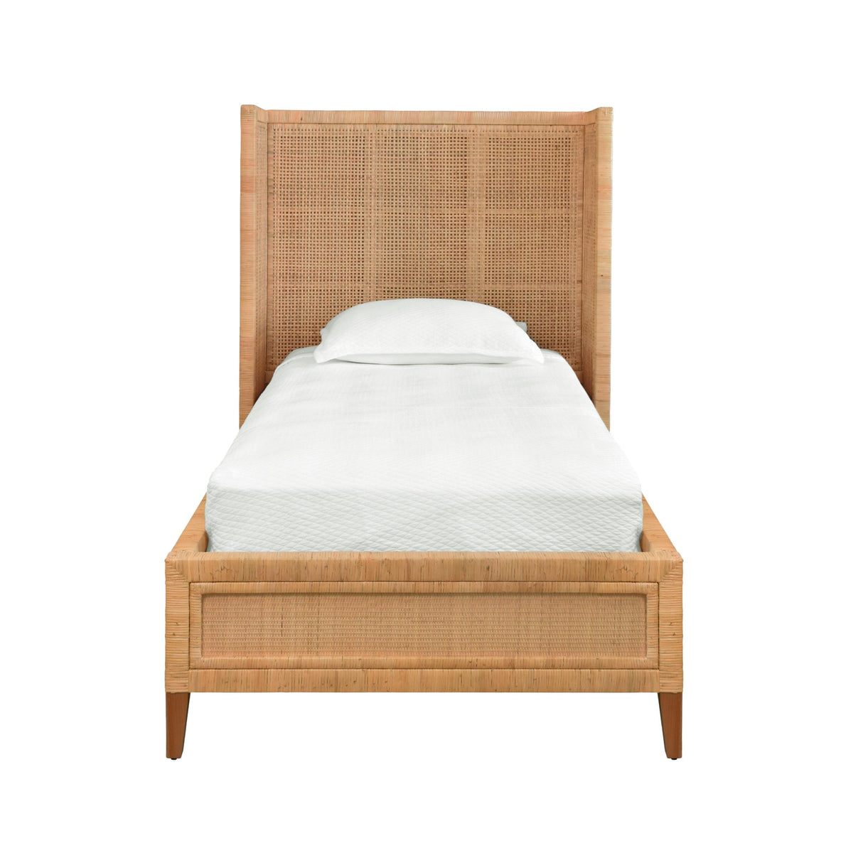 Worlds Away Winged Headboard And Platform In Radio Weave Wrapped Rattan, Twin Size