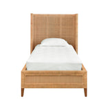 Worlds Away Winged Headboard And Platform In Radio Weave Wrapped Rattan, Twin Size