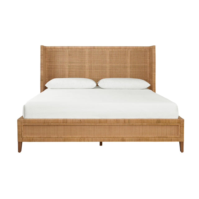 Worlds Away Winged Headboard And Platform In Radio Weave Wrapped Rattan, King Size