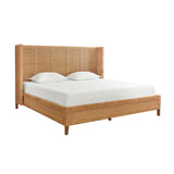 Worlds Away Winged Headboard And Platform In Radio Weave Wrapped Rattan, King Size