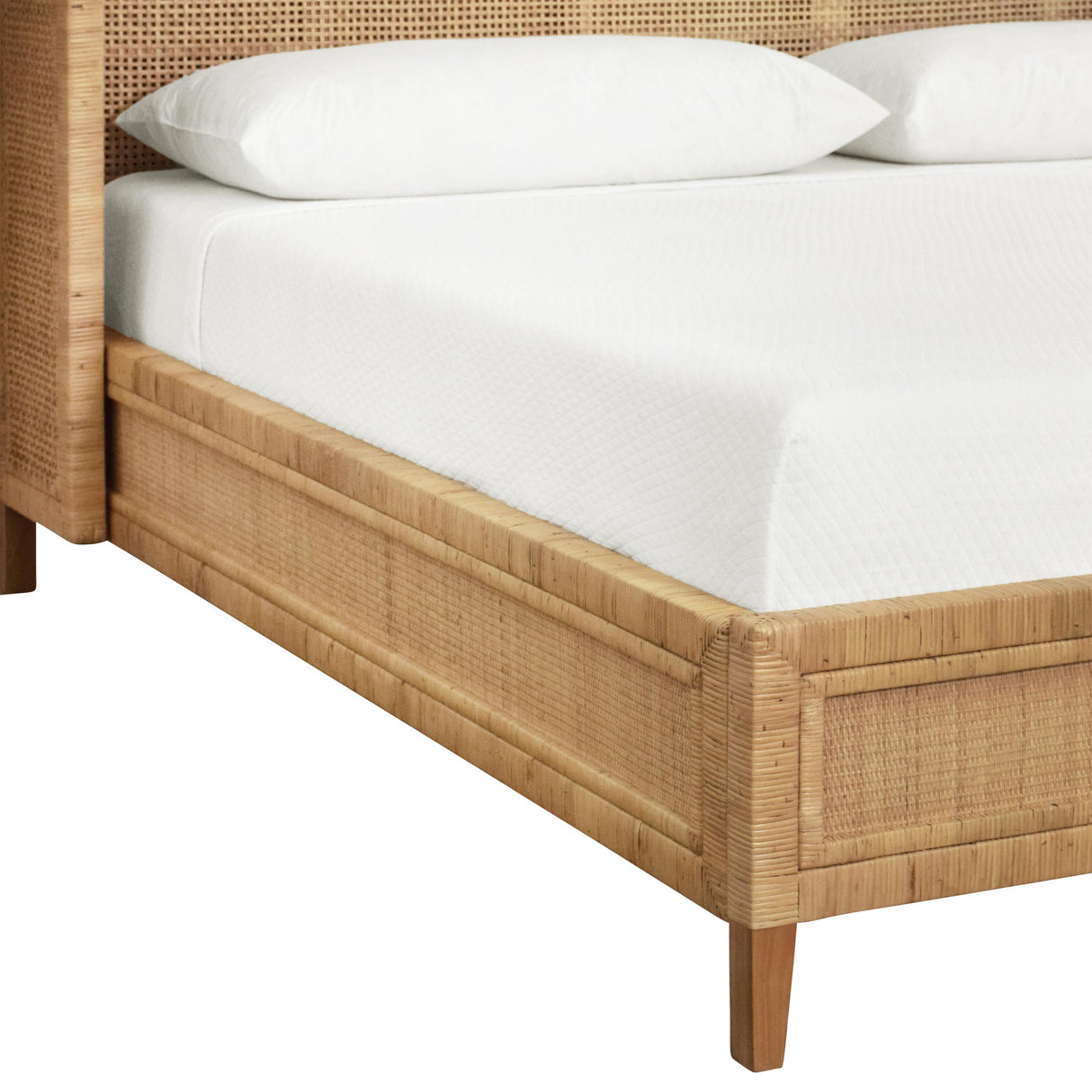 Worlds Away Winged Headboard And Platform In Radio Weave Wrapped Rattan, King Size