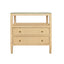 Worlds Away Two Drawer Side Table With Open Top Shelf In Natural Grasscloth With Polished Brass Knobs