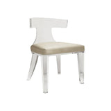 Worlds Away Acrylic Klismos Chair With Beige Shagreen Cushion