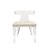 Worlds Away Acrylic Klismos Chair With Beige Shagreen Cushion