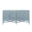 Worlds Away Rattan Four Door Cabinet With Rope Front Doors In Painted Light Blue