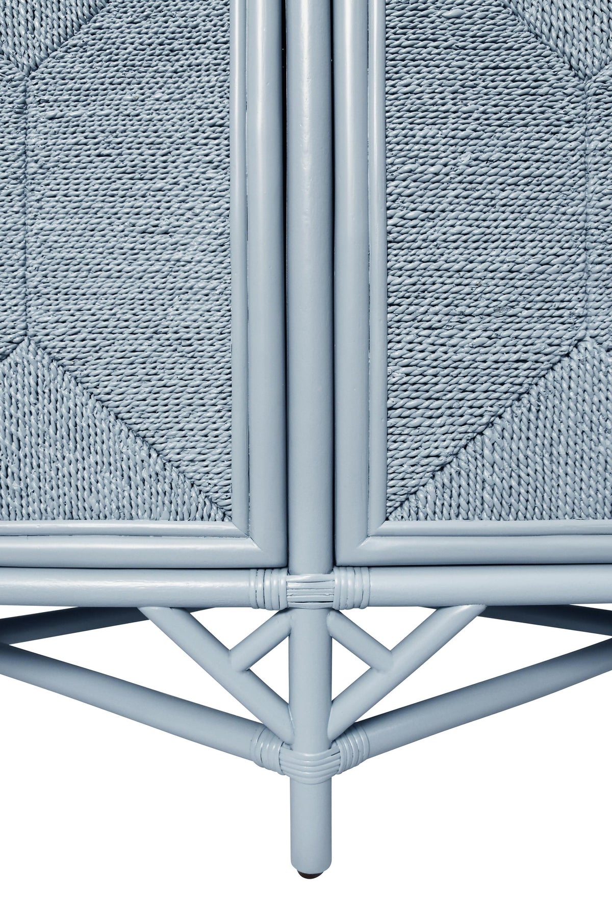 Worlds Away Rattan Four Door Cabinet With Rope Front Doors In Painted Light Blue