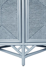 Worlds Away Rattan Four Door Cabinet With Rope Front Doors In Painted Light Blue