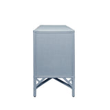 Worlds Away Rattan Four Door Cabinet With Rope Front Doors In Painted Light Blue