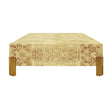 Worlds Away Square Chunk Coffee Table With Antique Brass Leg Brackets In Burl Wood