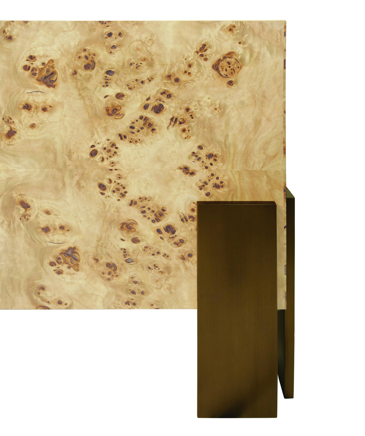 Worlds Away Square Chunk Coffee Table With Antique Brass Leg Brackets In Burl Wood