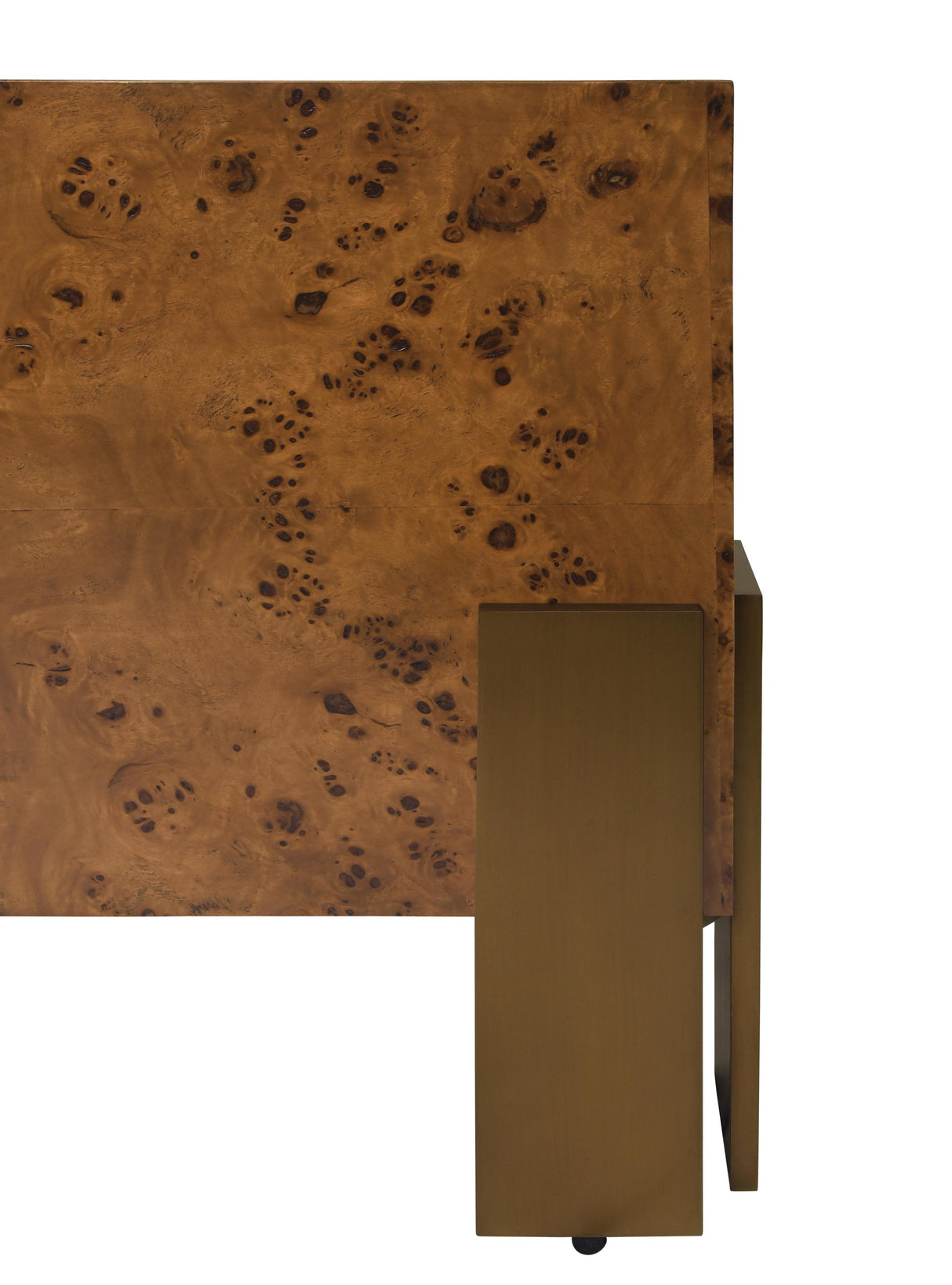 Worlds Away Square Chunk Coffee Table With Antique Brass Leg Brackets In Dark Burl Wood