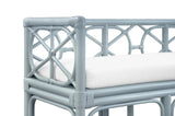 Worlds Away Decorative Bench With Performance Ivory Cushion In Rattan In Light Blue