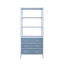 Worlds Away Three Drawer Etagere With Bamboo Detail In Blue Dyed Grasscloth And Light Blue Matte Lacquer