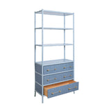 Worlds Away Three Drawer Etagere With Bamboo Detail In Blue Dyed Grasscloth And Light Blue Matte Lacquer