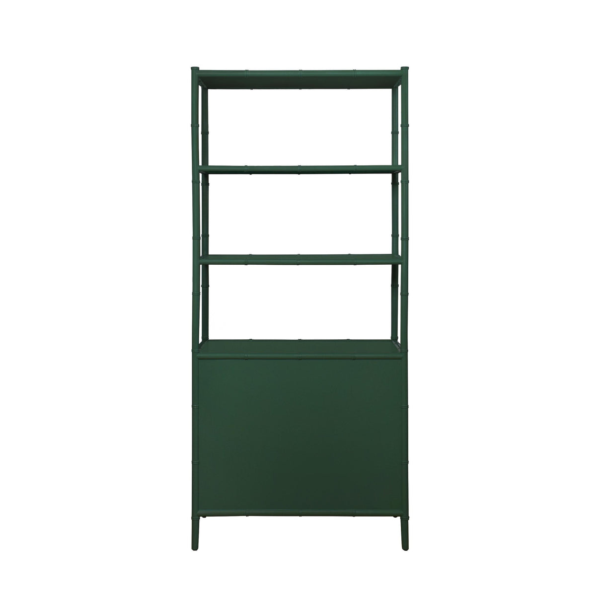 Worlds Away Three Drawer Etagere With Bamboo Detail In Green Dyed Grasscloth And Dark Green Matte Lacquer