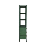 Worlds Away Three Drawer Etagere With Bamboo Detail In Green Dyed Grasscloth And Dark Green Matte Lacquer